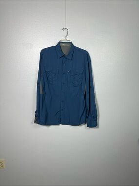 Ascend  Fishing Shirt Size M Men's Long Sleeve Bass Pro Blue Outdoor Lightweight